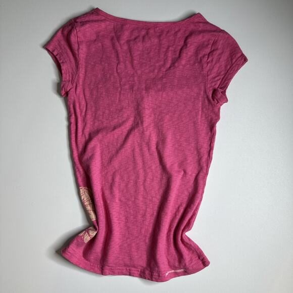 Vintage Y2K Roxy Surf Baby T Shirt Top XXS Graphic Surfer Skater Buttons Pink - Picture 9 of 9